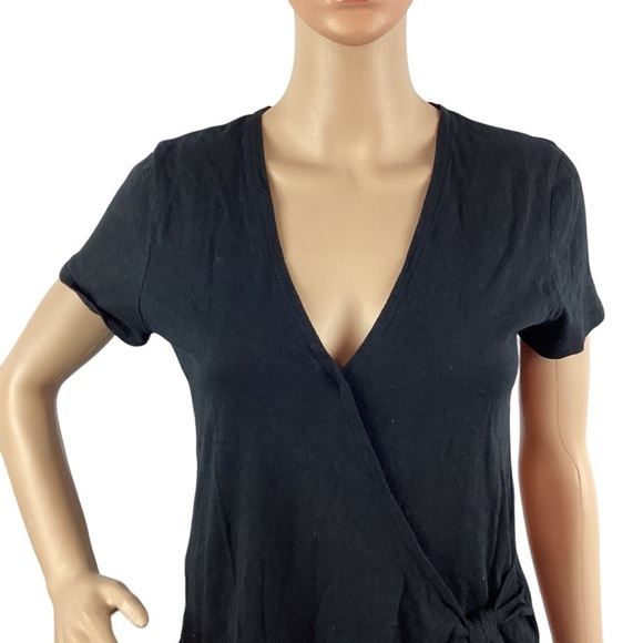 J. by J.Crew Wrap Tie Tee Size S Black Short Sleeve - Picture 2 of 7